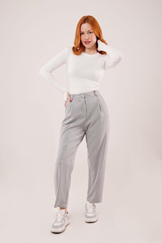 eyesof Kapama Cep Detaylı Gri Pantolon