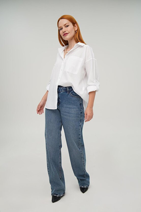 Gökyüzü Moda Tek Cepli Ekru Gömlek