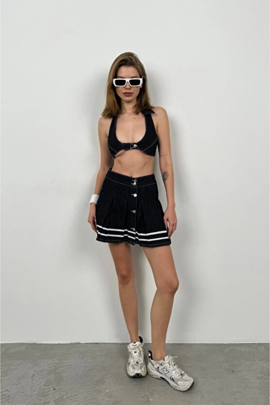 Gökyüzü Moda Polo Yaka Tiny Crop