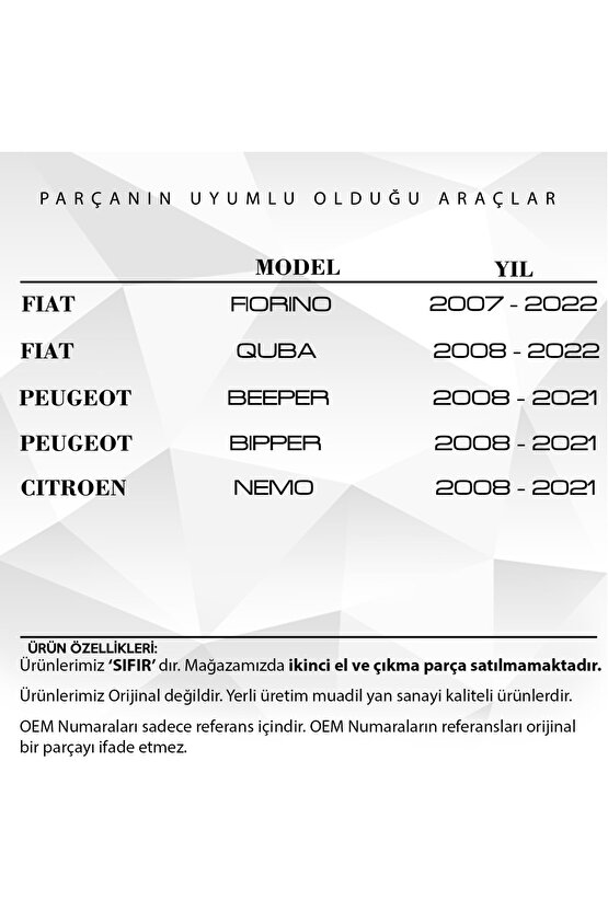 Fiat Fiorino,peugout Beeper,citroen Nemo Için Cam Kriko Teli