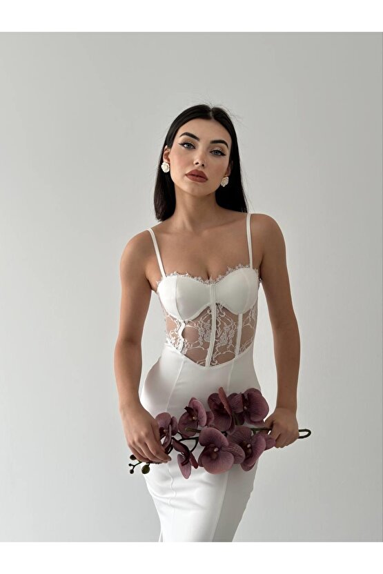 Gökyüzü Moda Begonia İp Askılı Elbise