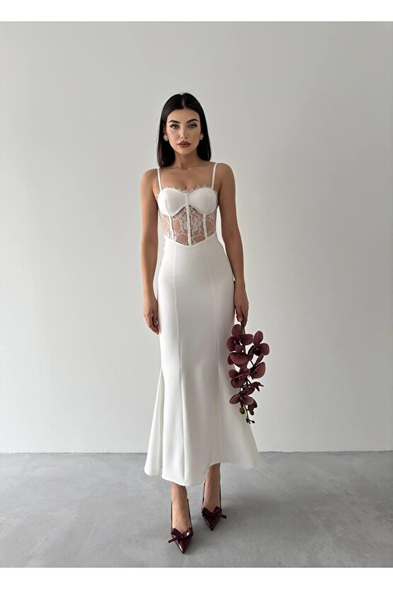 Gökyüzü Moda Begonia İp Askılı Elbise