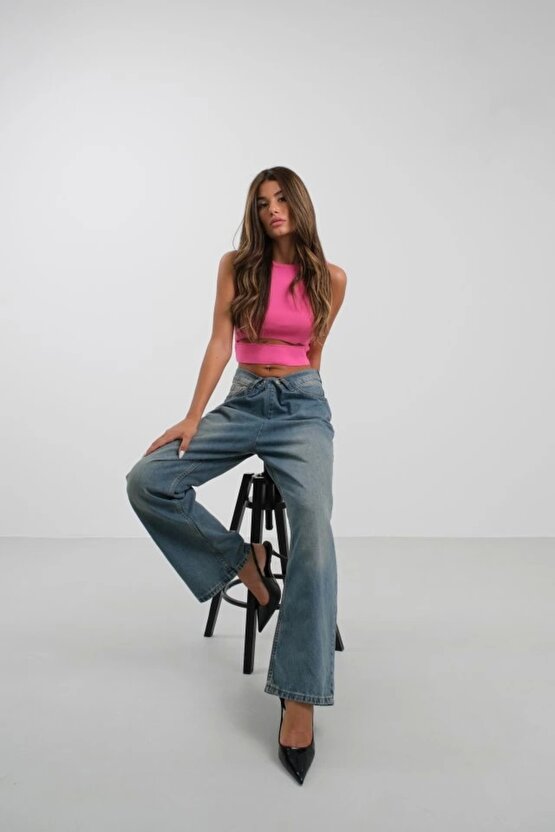 Pencere Detay Triko Bluz