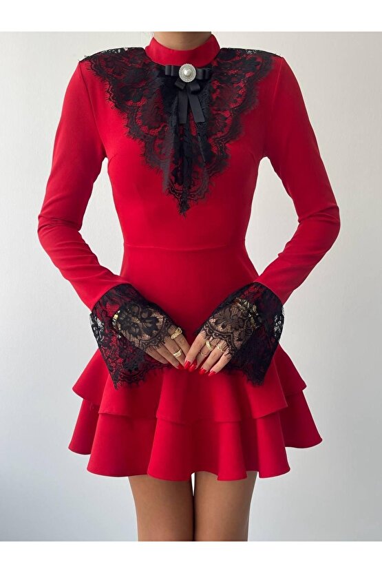 Gökyüzü Moda Danya Dantel Mini Elbise