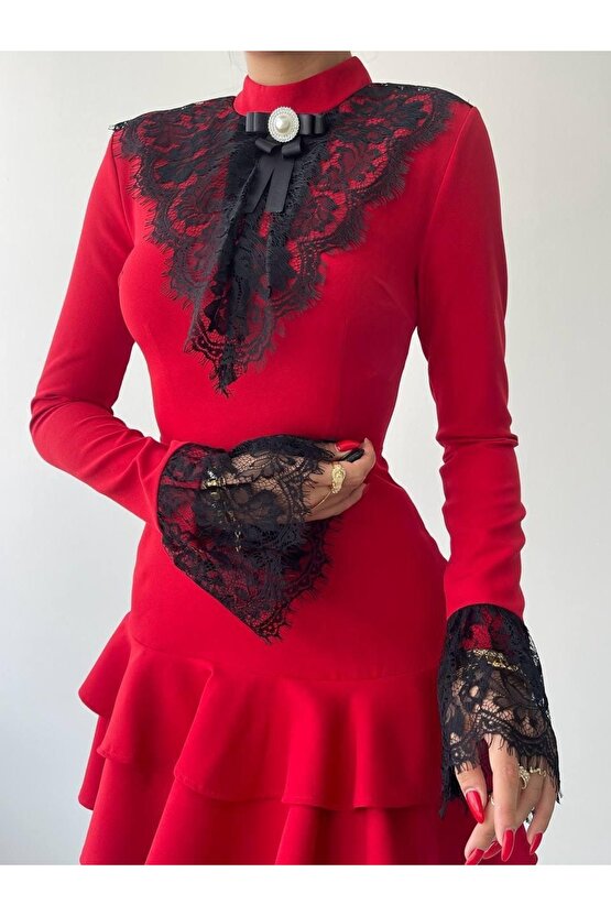 Gökyüzü Moda Danya Dantel Mini Elbise