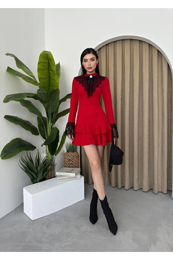 Gökyüzü Moda Danya Dantel Mini Elbise