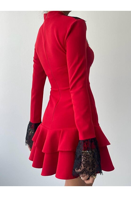 Gökyüzü Moda Danya Dantel Mini Elbise