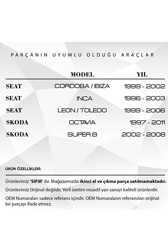 Vw Golf, Audi A3, Seat, SkodaUyumlu  Motor Muhafaza Tapası 2li