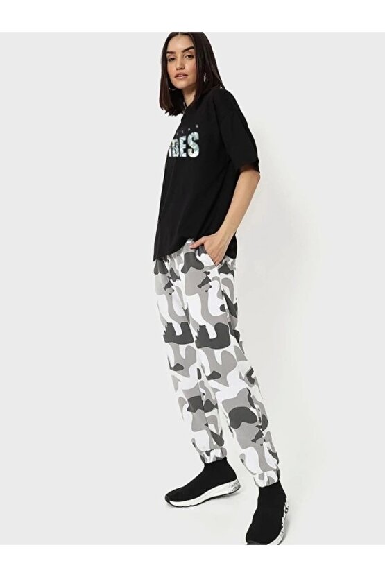 Baskılı Oversize Tshirt  iyah