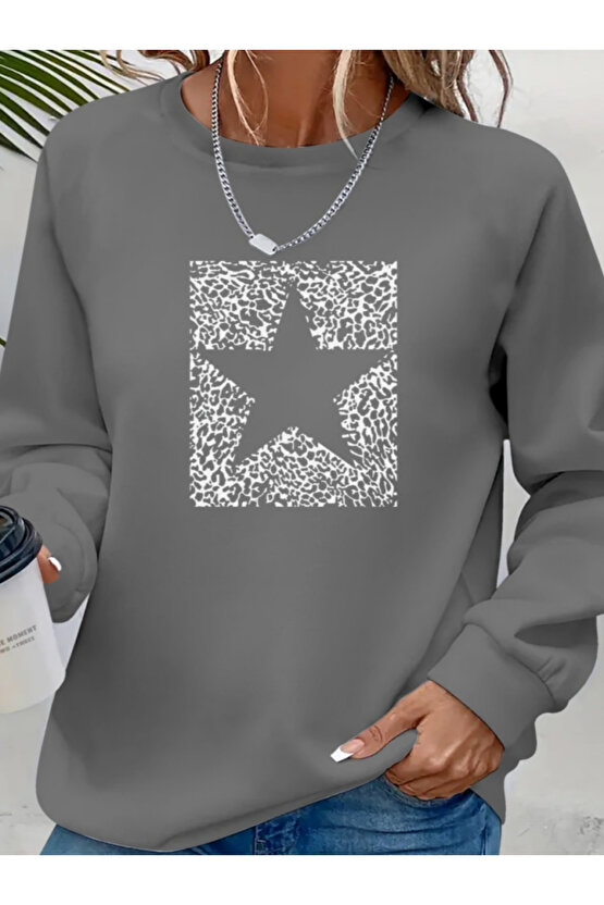 Gökyüzü Moda Kadın Uzun Kollu Bisiklet Yaka Desenli Viskon Iki Iplik Bluz