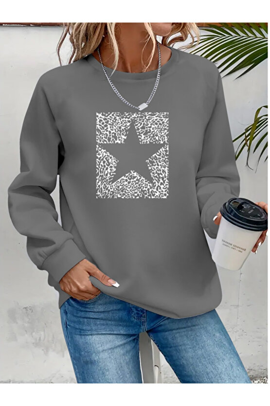 Gökyüzü Moda Kadın Uzun Kollu Bisiklet Yaka Desenli Viskon Iki Iplik Bluz