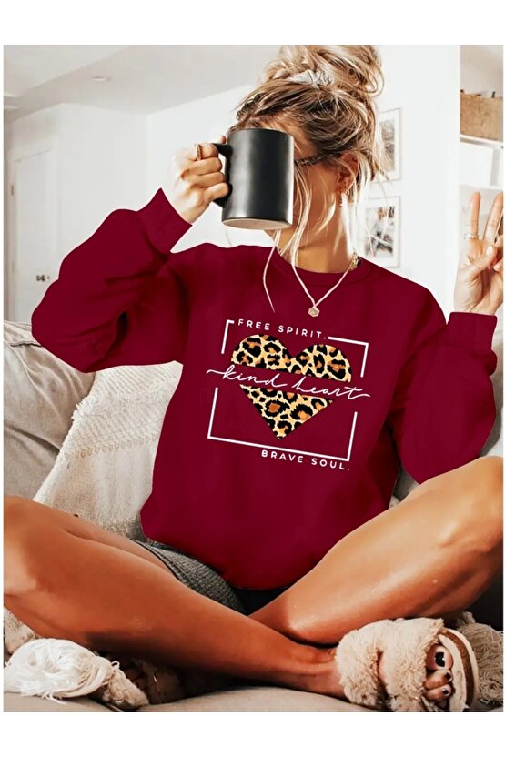 Kadın Uzun Kollu Bisiklet Yaka Desenli Viskon Iki Iplik Bluz