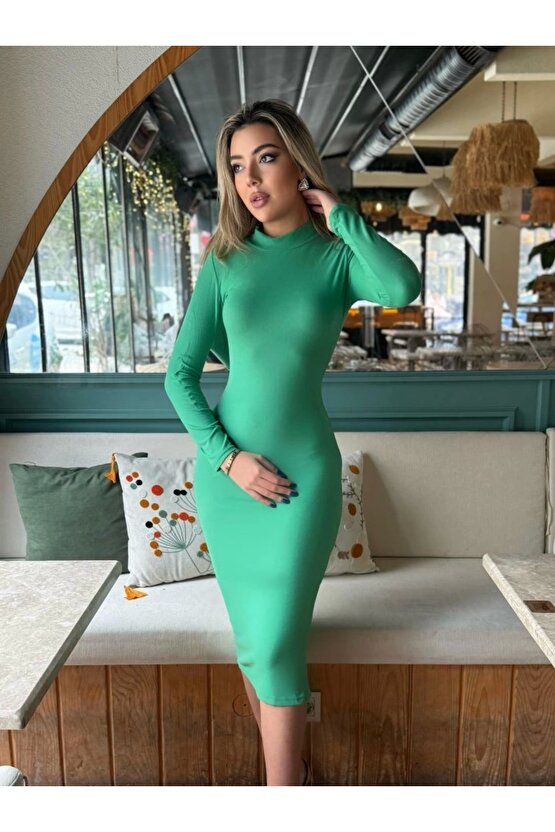 Kadın Yarım Balıkçı Yaka üet Kumaş Fırsat ürün idi Boy Elbise