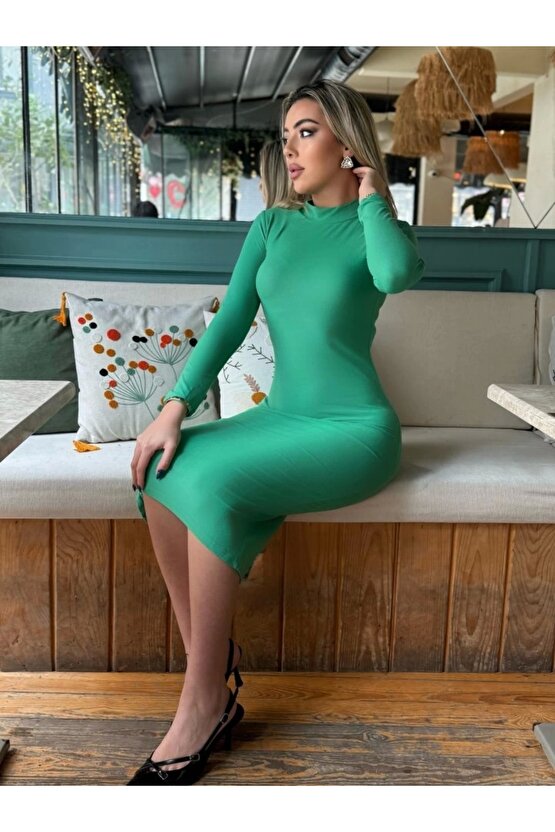 Kadın Yarım Balıkçı Yaka üet Kumaş Fırsat ürün idi Boy Elbise