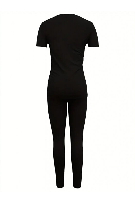 Kadın Kısa Kollu Queen Baskı Viskon Ikili Takım