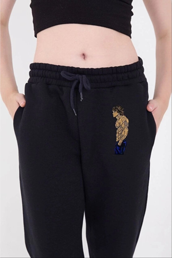 MDB astikli Üç İplik Baskılı Eşofman Pantolon acivert