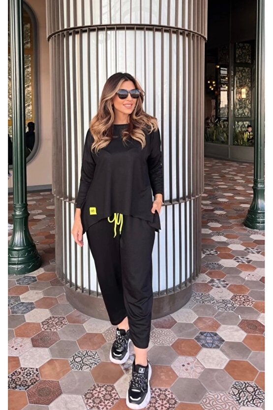 Kadın Iki Iplik Viskon Pamuk Kumaş Arma Detaylı Ikili Takım