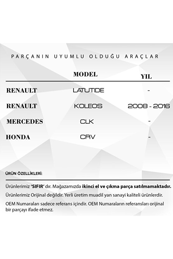 Renault Latitude Için Panaromik Sunroof Cam Tavan Tamir 4lü Set