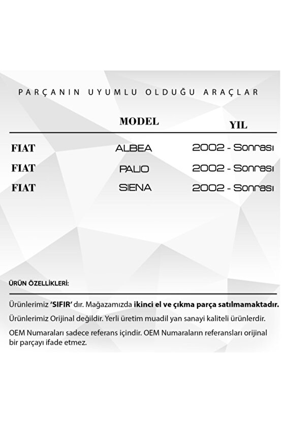 Fiat Albea - Palio Cam Düğme Kapak Zd-ek-fı-0267 Tüm Kapılar Için Uyumlu