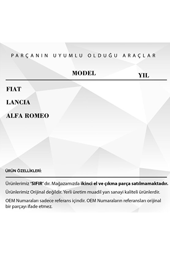 Fiat - Lancia- Alfa Romeo Için Pedal Lastiği