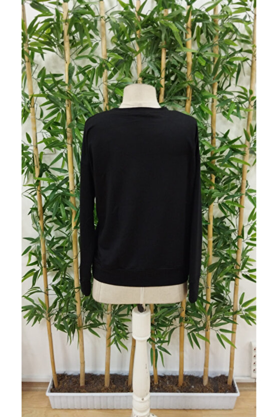 Gökyüzü Moda Kadın Uzun Kollu Bisiklet Yaka Viskon Iki Iplik Bluz