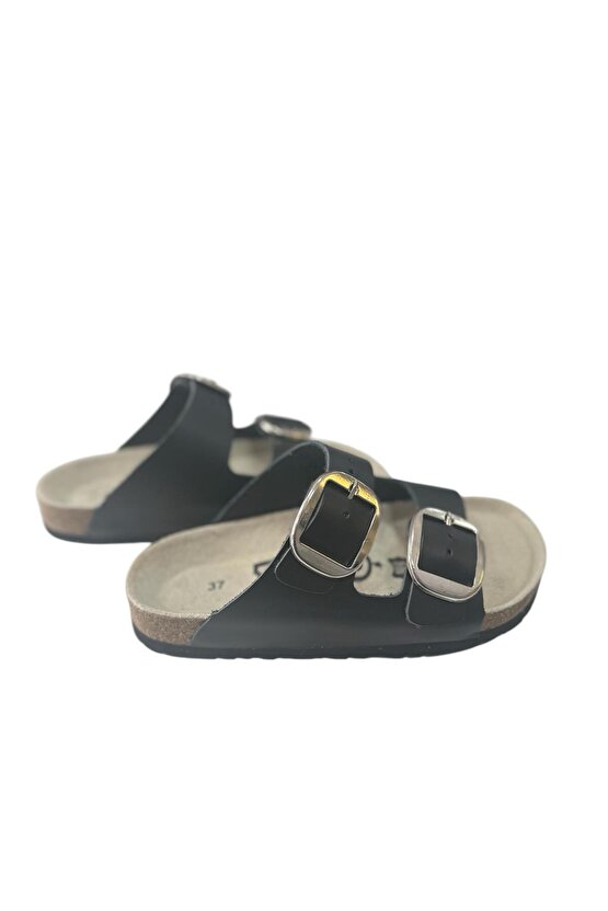 Kadın  Ortopedik Tabanlı Terlik Çift Bantlı Tokalı Günlük Rahat Ev & Dışarı Terliği