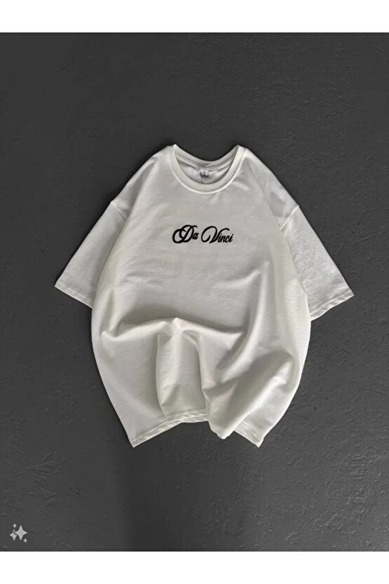 Unisex Baskılı Oversize Thirt Beyaz