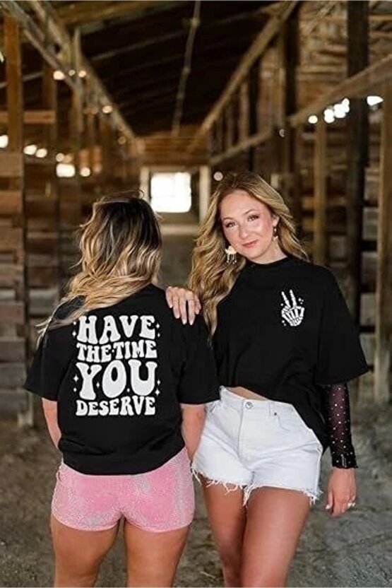 Bisiklet Yaka Kısa Kol Baskılı Tshirt  iyah