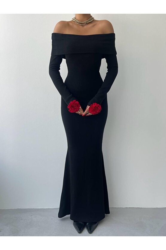 Gökyüzü Moda Livora Gül Detay Elbise