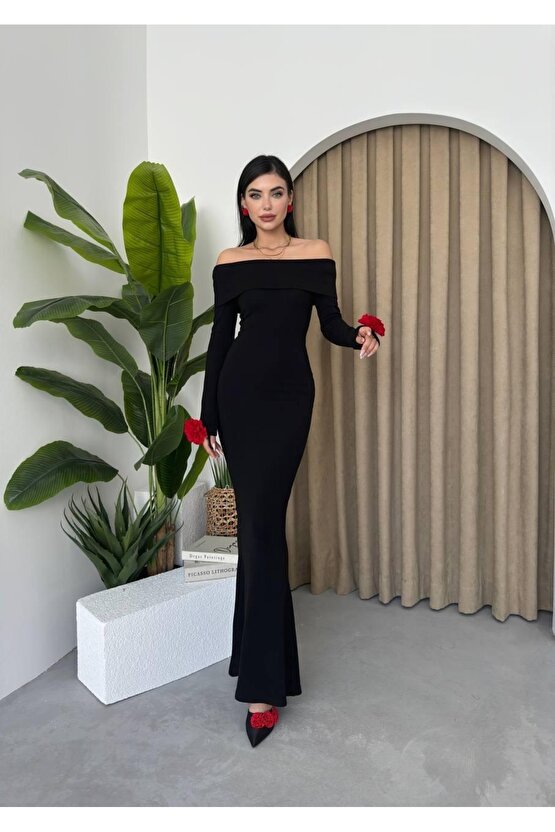 Gökyüzü Moda Livora Gül Detay Elbise