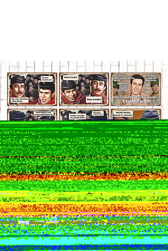 9 Parça Karışık Yazılı Ahşap Tablo Seti türk sineması yeşilçam sahneler replikler posterleri