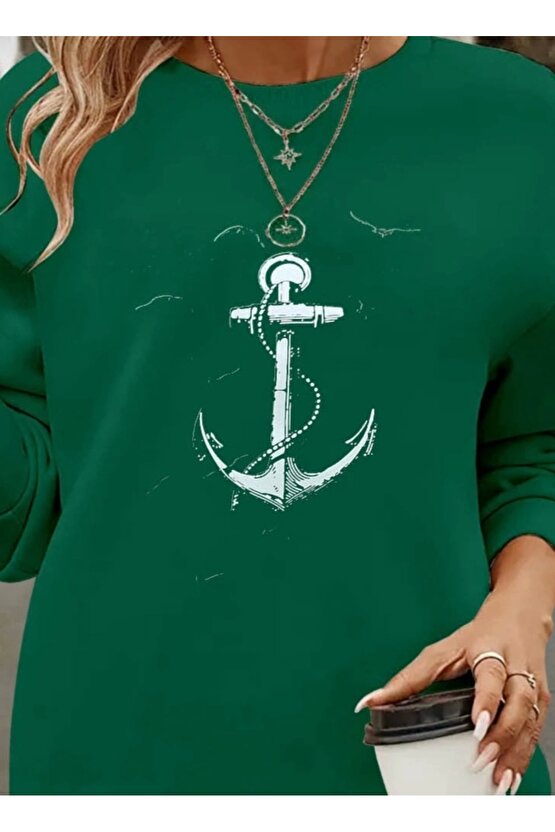 Kadın Uzun Kollu Bisiklet Yaka Desenli Viskon Iki Iplik Bluz