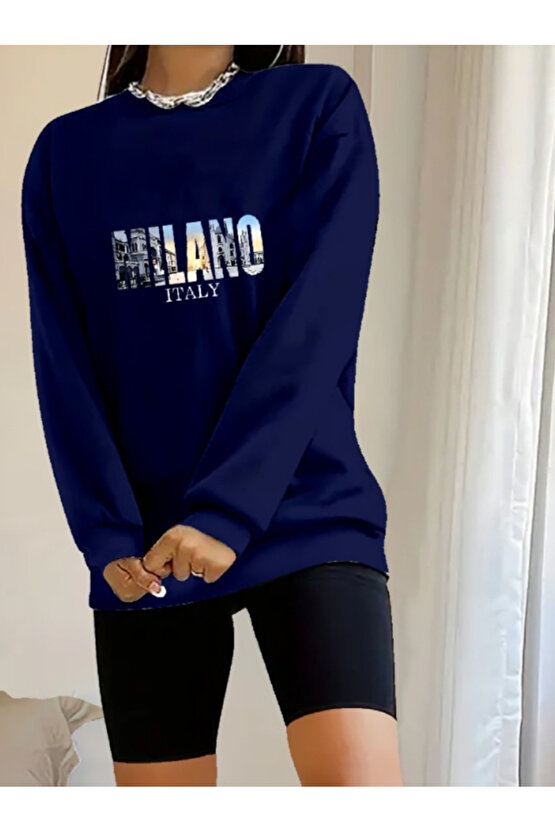 Gökyüzü Moda Kadın Uzun Kollu Bisiklet Yaka Desenli Viskon Iki Iplik Bluz