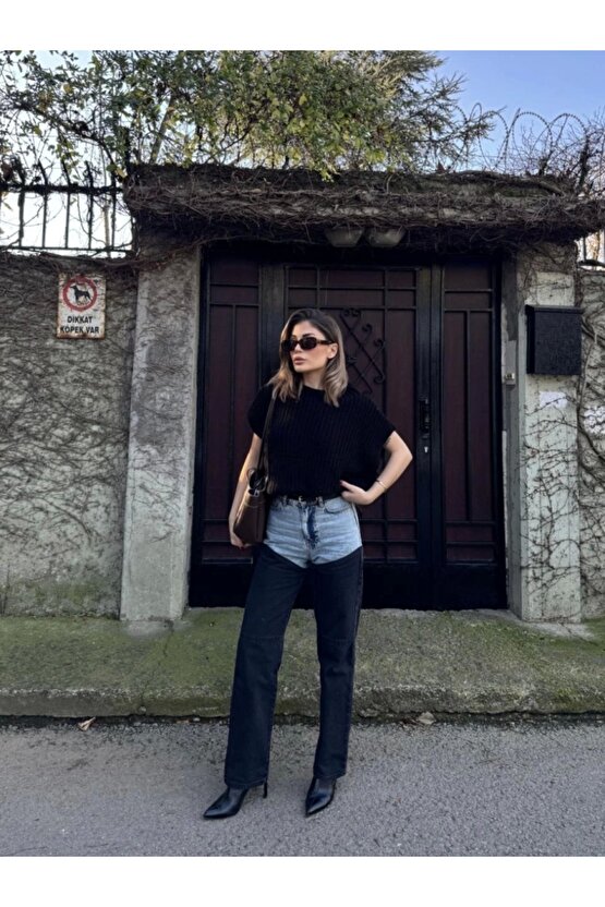 Jeans Kot Parçalı Palazzo Pantolon iyah