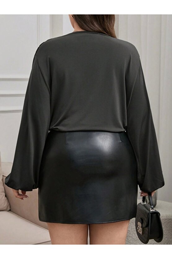 Kadın Kruvaze Yaka Büyük Beden Sandy Bluz