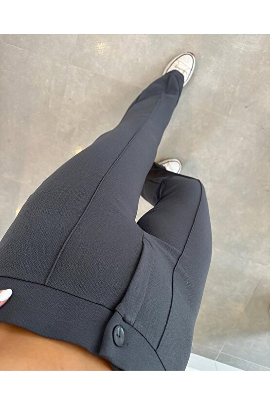 Gökyüzü Moda Kadın Yüksek Bel Full Likralı Krep Kumaş Pantolon