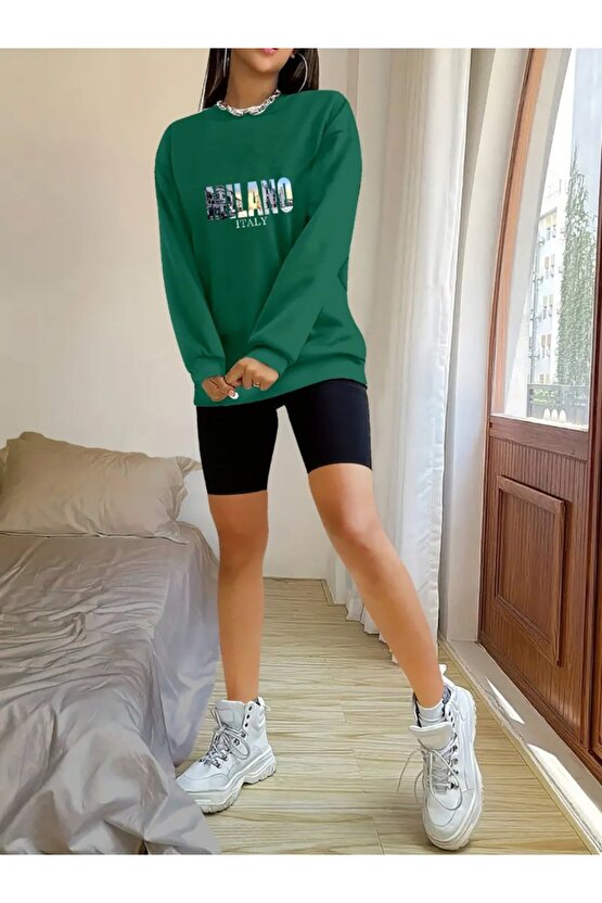 Gökyüzü Moda Kadın Uzun Kollu Bisiklet Yaka Desenli Viskon Iki Iplik Bluz