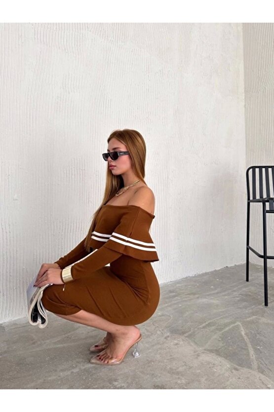 Kadın Fırsat ürünü adonna Yaka idi Boy Triko Elbise