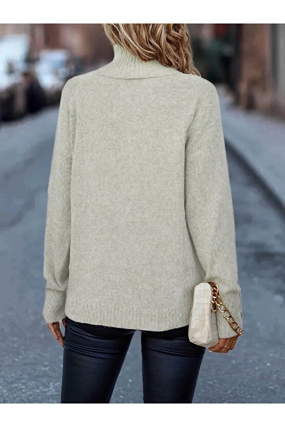 Kadın Uzun Kollu Balıkçı Yaka Triko Bluz
