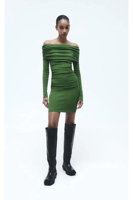 Kadın adonna endil Yaka Fırsat ürün Büzgülü ini Elbise