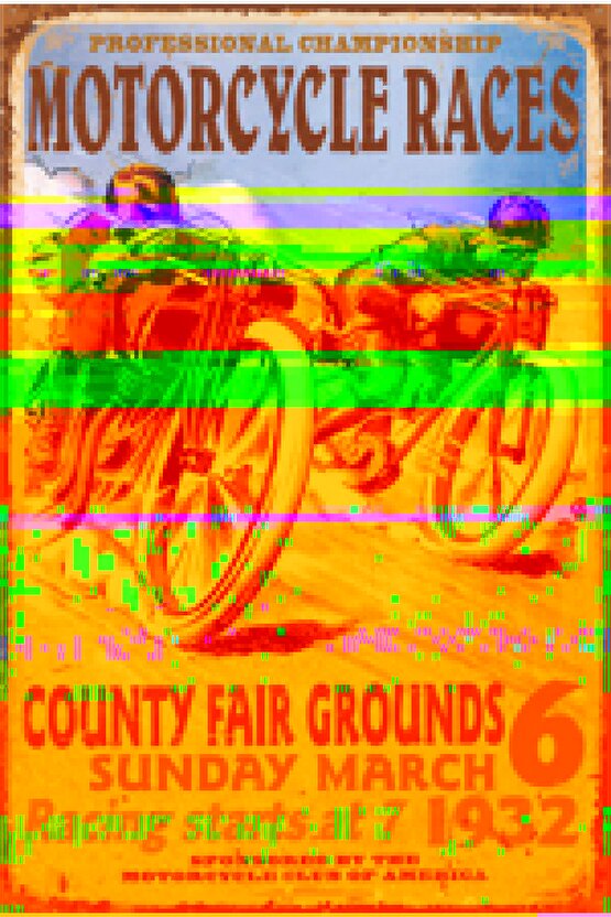 1932 Motor Yarışı Retro Ahşap Poster