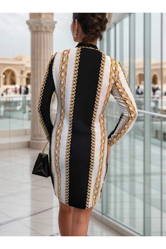 MDB Kadın Uzun Kollu Bisiklet Yaka cuba idi Boy Elbise