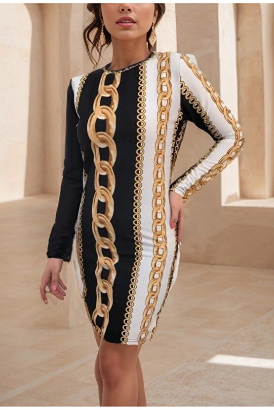 MDB Kadın Uzun Kollu Bisiklet Yaka cuba idi Boy Elbise