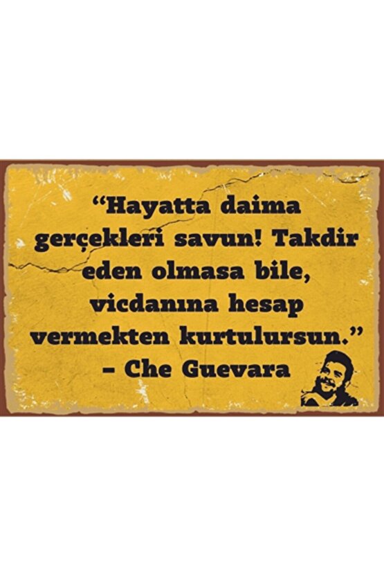 Che Guevara Sözleri Retro Ahşap Poster