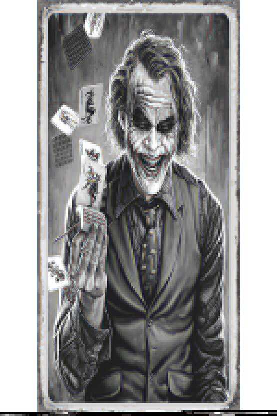 Joker Poker Kağıtlarıyla Mini Retro Ahşap Poster