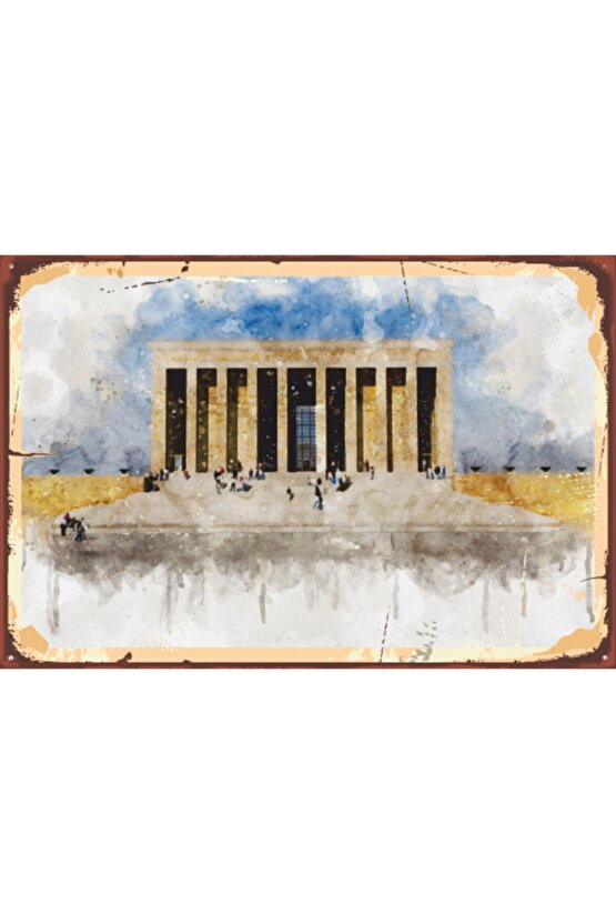 Mustafa Kemal Atatürk Anıtkabir Ankara Yağlıboya Retro Ahşap Poster 771