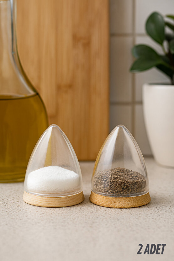 2Li Ahşap Detaylı Viral Tuzluk Karabiberlik Baharatlık Yeni Fenomen Tuzluk