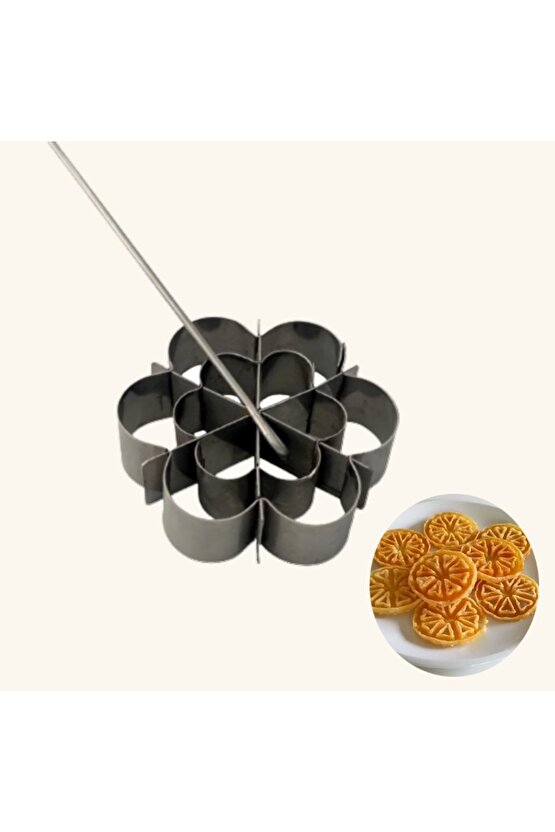 Narkalıp Paslanmaz Çelik Demir Tatlısı Kalıbı Ikili Çiçek Modeli