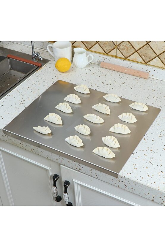 Narkalıp Paslanmaz Çelik Tezgah Koruyucu Doğrama Tahtası Mutfak Kesme Tahtaları 30x30cm