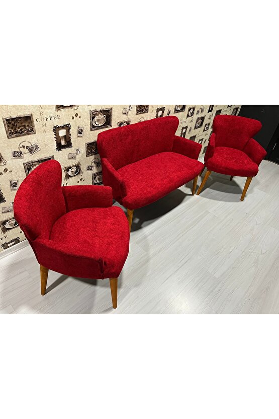 Nev elizzan çay seti koltuk berjer kırmızı